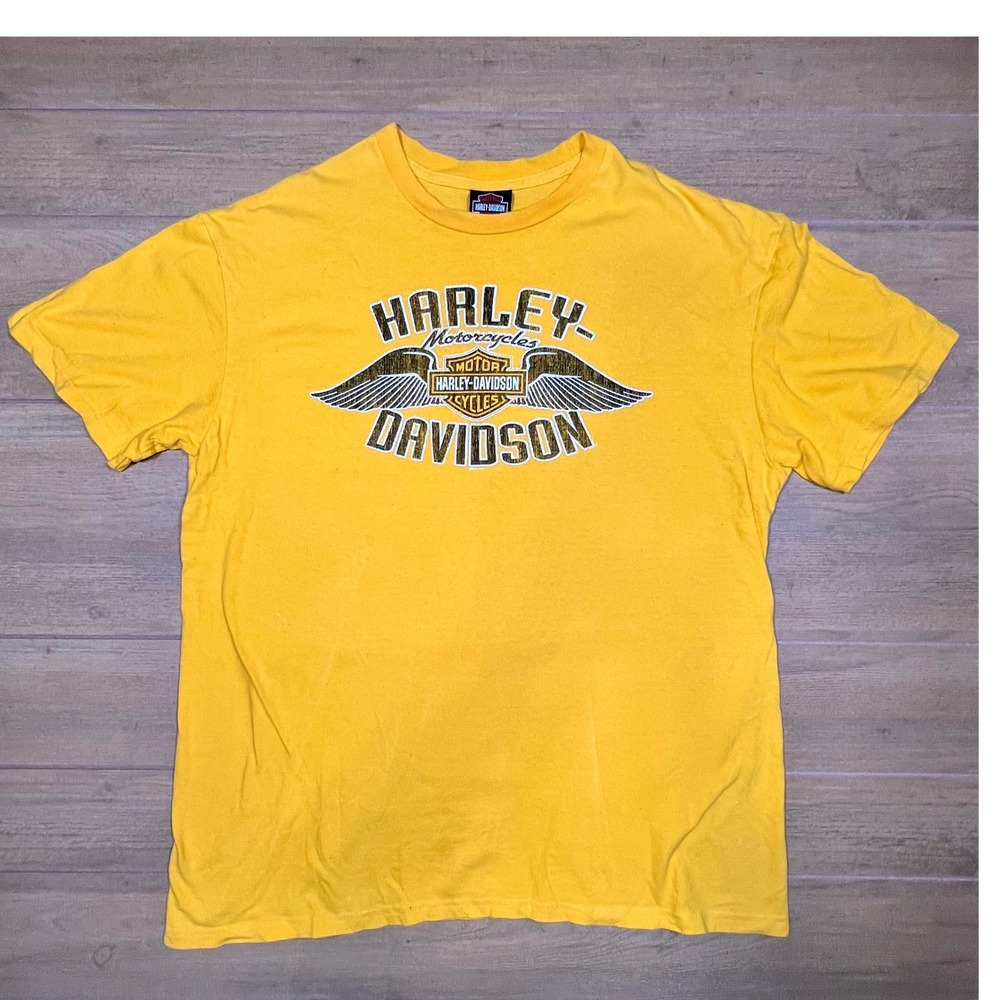 Harley Davidson T Shirt Colonial Motorcycles Prince George VA Yellow 2013 Y2K